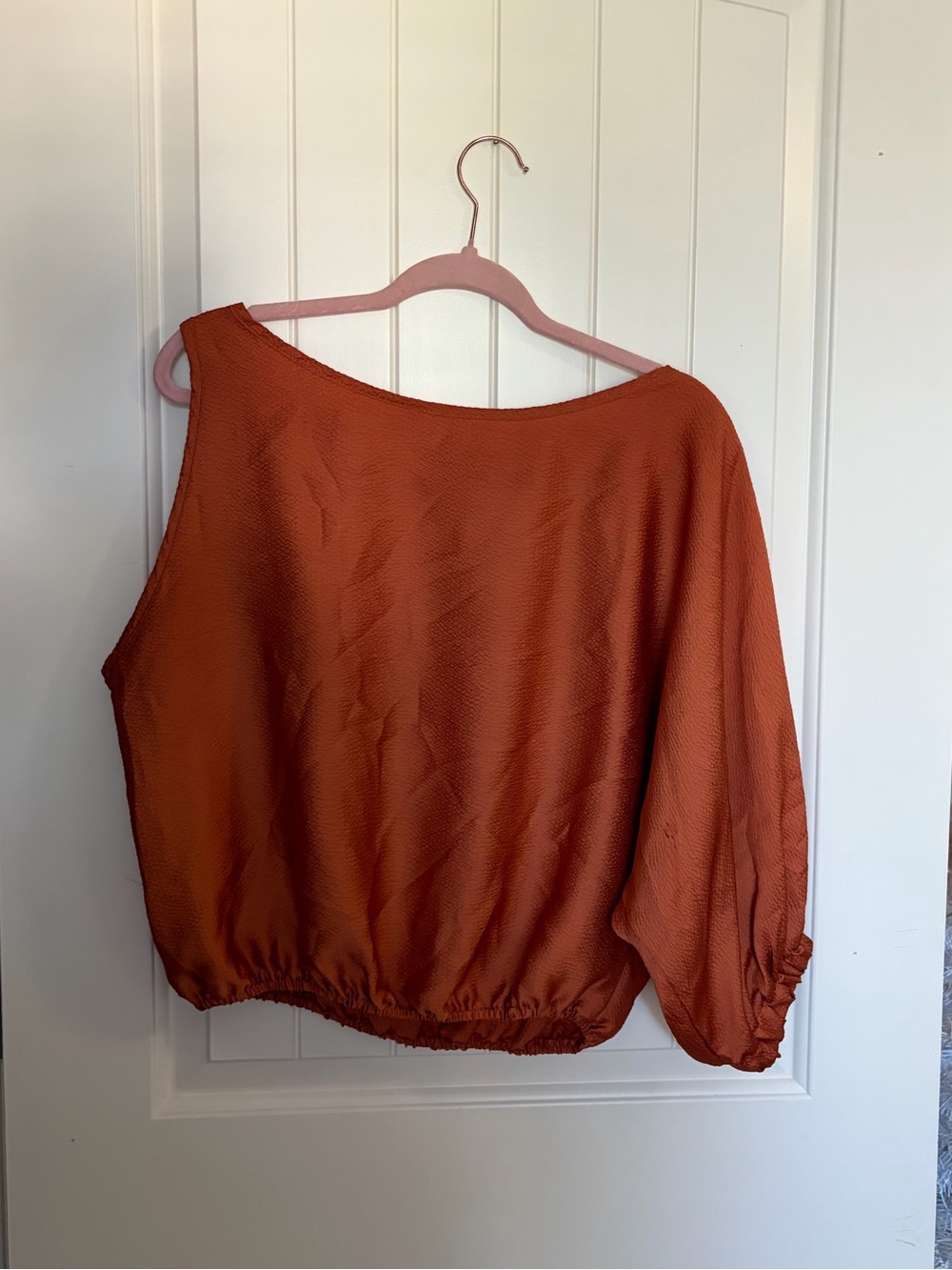 burnt orange one shoulder top